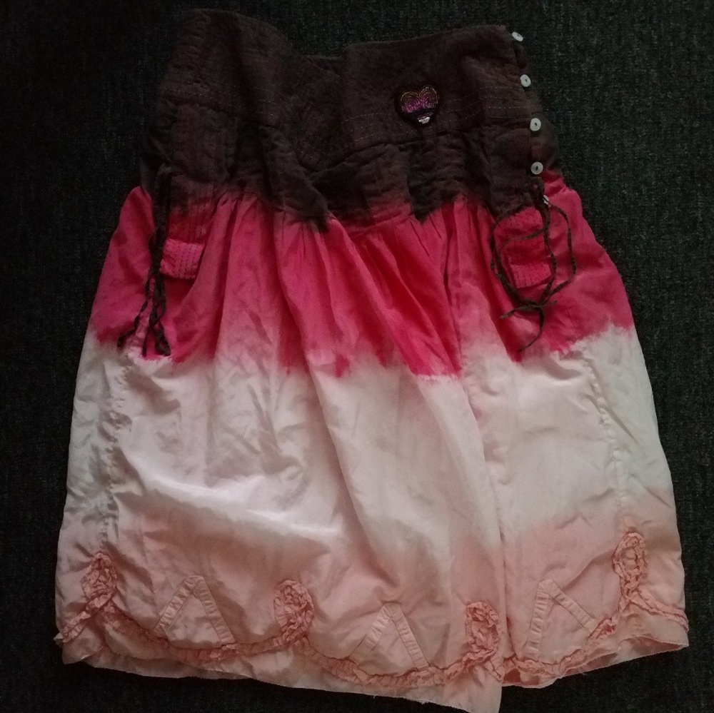 Oilily Skirt Brown Pink Beaded Heart Size 44